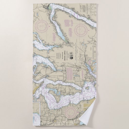 Serviette De Plage Puget Sound Partie sud Graphique nautique 18448 (Devant)