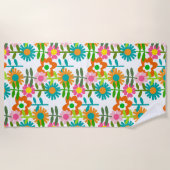 Serviette De Plage Puissance à fleurs rétro des années 60 (Devant)
