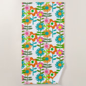 Serviette De Plage Puissance à fleurs rétro des années 60 (Devant)