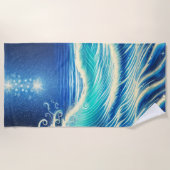 Serviette De Plage Puissance de l'océan bleu (Devant)