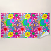Serviette De Plage Puissance des fleurs des années 1970 (Devant)