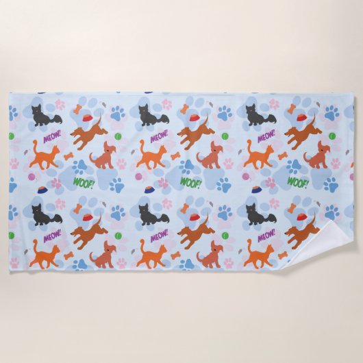 Serviette De Plage Puppies et Kittens (Devant)