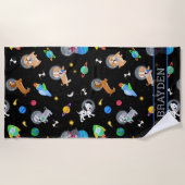 Serviette De Plage Puppies In Space Watercolor Dog Astronauts (Devant)
