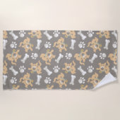 Serviette De Plage Puppy Scooby-Doo Bone & Motif Empreinte de patte (Devant)