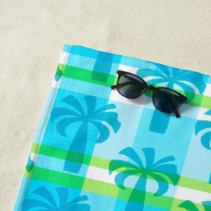 Serviette De Plage Pupule Arbre Palmier Vintage Hawaïen Turquoise à C
