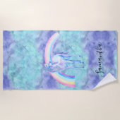 Serviette De Plage Purple Aqua Unicorn Dream (Devant)