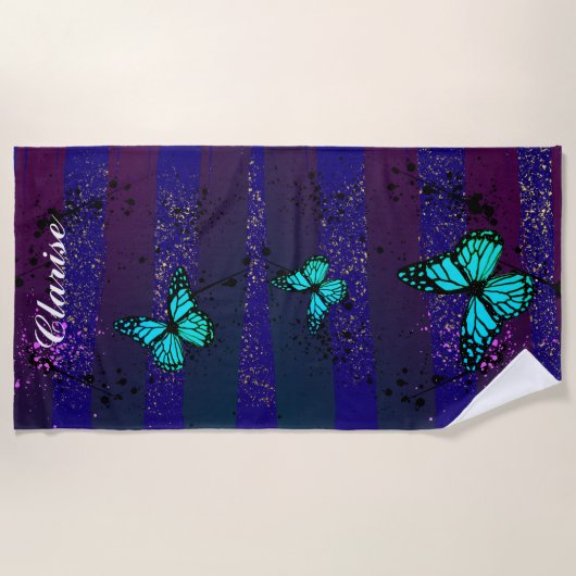 Serviette De Plage Purple Ephemera vibrant color art (Devant)