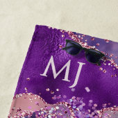 Serviette De Plage Purple Glittery Agate Texture (En situation)