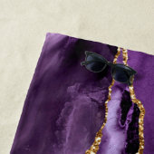 Serviette De Plage Purple Gold Parties scintillant Nom personnalisé B (En situation)