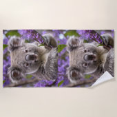 Serviette De Plage Purple Jacaranda Koala Ours, (Devant)