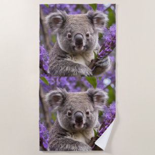 Serviette De Plage Purple Jacaranda Koala Ours,