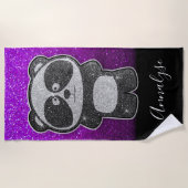 Serviette De Plage Purple Ombre Parties scintillant noir blanc Panda  (Devant)