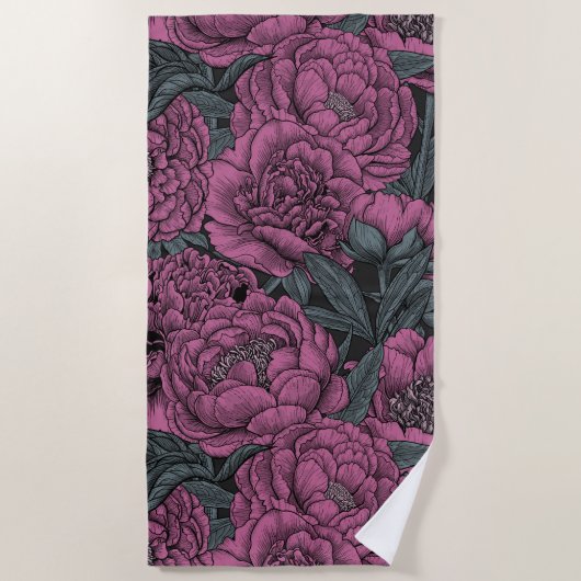 Serviette De Plage Purple peony flowers (Devant)