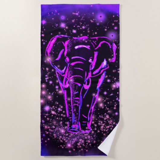 Serviette De Plage Purple Rose Elephant Dans La Nu (Devant)