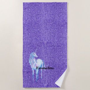 Serviette De Plage Purple Sparkle Parties scintillant Nom de la licor