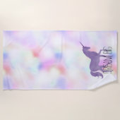 Serviette De Plage Purple Unicorne rose Peach (Devant)
