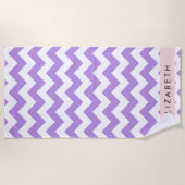 Serviette De Plage Purple Zigzag, Purple Chevron, Votre Nom (Devant)