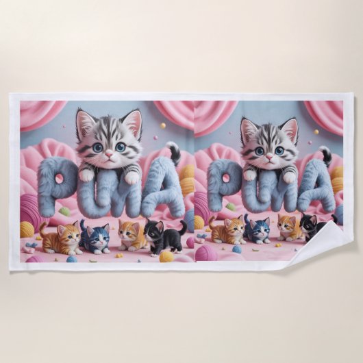 Serviette de plage PURRMA Chaton Mignon (Devant)
