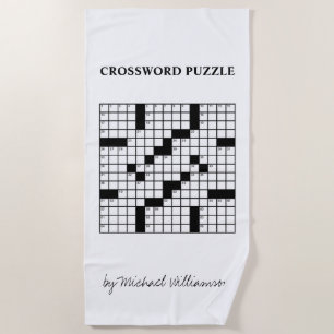Serviette De Plage Puzzle de mots croisés personnalisé noir et blanc
