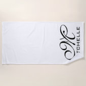 Serviette De Plage QR Script Monogrammed Beach Towel (Devant)