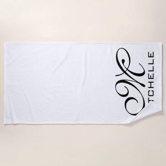 Serviette De Plage QR Script Monogrammed Beach Towel (Devant)