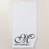 Serviette De Plage QR Script Monogrammed Beach Towel (Devant)