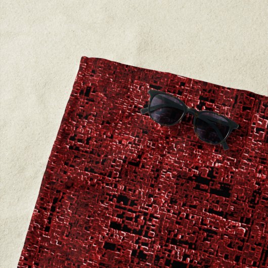 Serviette De Plage Quadrados pequenos vermelhos sobrepostos empapados (En situation)