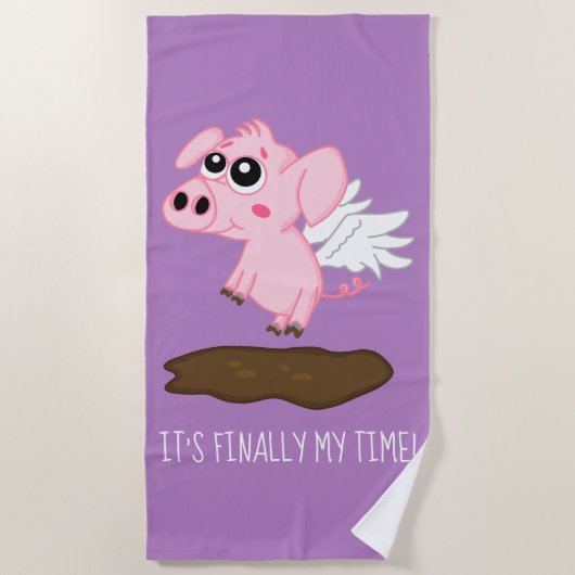 Serviette De Plage Quand les porcs volent dans l'année du porc (Devant)
