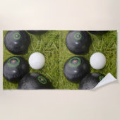 Serviette De Plage Quatre Boules De Pelouse Noires Et Jack, (Devant)