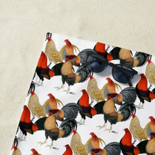 Serviette De Plage Quatre gamecocks (En situation)