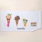 Serviette De Plage Quatre glaces personnalisées (Devant)