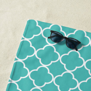Serviette De Plage Quatrefoil Bleu, Trellis Marocain