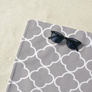 Serviette De Plage Quatrefoil gris, Latticework, Trellis marocain