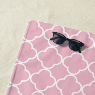 Serviette De Plage Quatrefoil rose, Latticework, Trellis marocain