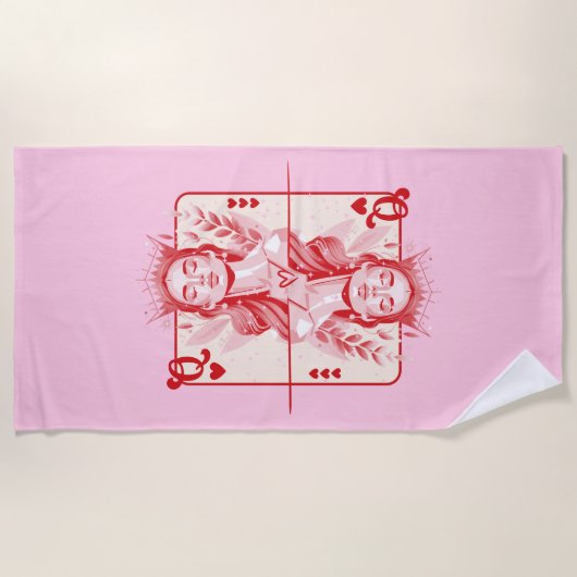 Serviette De Plage Queen of Hearts Preppy Art (Devant)