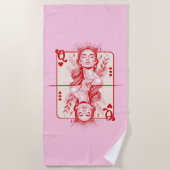 Serviette De Plage Queen of Hearts Preppy Art (Devant)