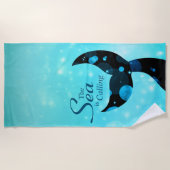Serviette De Plage Queue de sirène La mer appelle Citation (Devant)