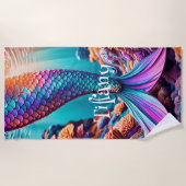 Serviette De Plage Queue de sirène personnalisée (Devant)