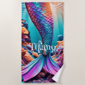 Serviette De Plage Queue de sirène personnalisée (Devant)