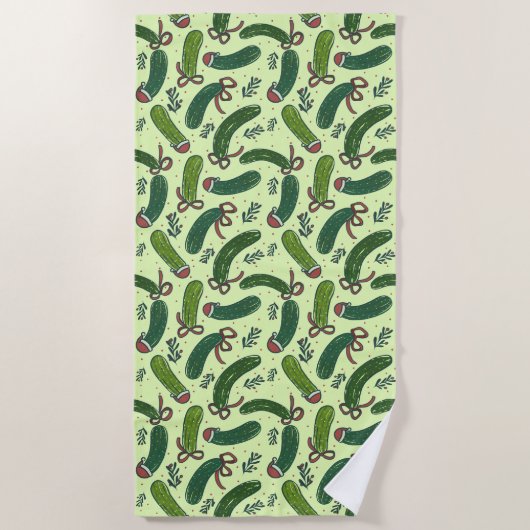 Serviette De Plage Quirky Festive Pickles de Noël Motif (Devant)