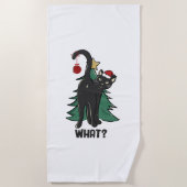 Serviette De Plage Quoi ? Noël Black Cat Conception de vacances (Devant)