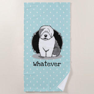 Serviette De Plage Quoi ? Vieux chien de mouton anglais (Grey 1) Drôl