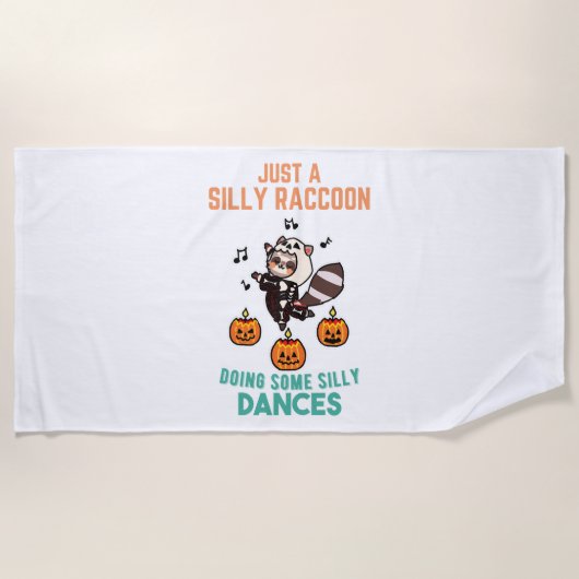 Serviette De Plage Raccoon Dancing Halloween Citrouille (Devant)