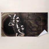 Serviette De Plage Raccoons Brown Cute Tree (Devant)