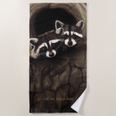 Serviette De Plage Raccoons Brown Cute Tree (Devant)