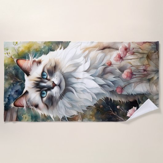 Serviette De Plage Ragdoll Chat en anglais Garden (Devant)