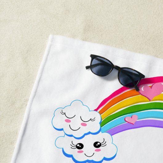Serviette de plage Rainbow Clouds (En situation)