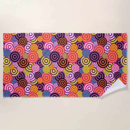 Serviette de plage Rainbow Coloured Circles (Devant)