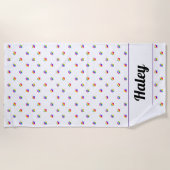 Serviette De Plage Rainbow Empreintes de pattes Custom Name Beach Tow (Devant)