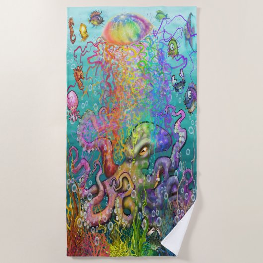 Serviette de plage Rainbow Jellyfish (Devant)